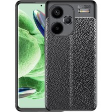 Microcase Xiaomi Redmi Note 13 Pro Plus Global Leather Serisi Deri Efekt Silikon Kılıf - Siyah AL3337