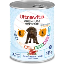 Ultravita Premium Yüksek Proteinli Kuzu Etli Konserve Yaş Yavru Köpek Maması 415GRX24 Adet