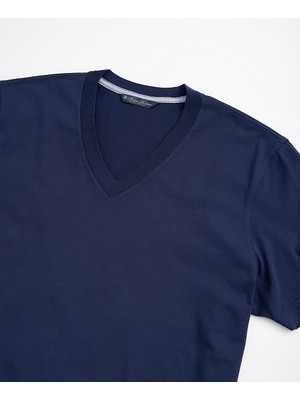 Brooks Brothers Erkek Lacivert V Yaka T-Shirt