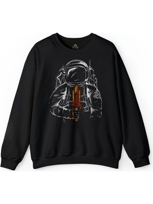 So Cool Astronot Uzay Cosmos Space Galaksi Gezegen Baskılı Sweatshirt
