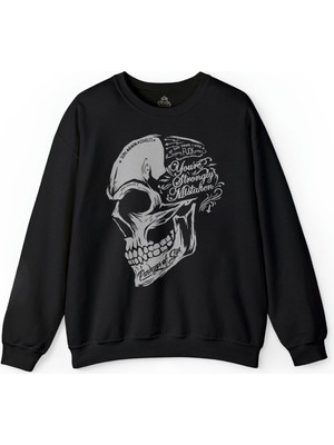 So Cool Skull Drawing Kuru Kafa Born Again Assholes Fck Baskılı Sweatshirt