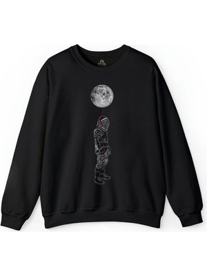 So Cool Uzay Cosmos Ay Astronot Dünya Gezegen Galaksi Baskılı Sweatshirt