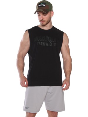 Musclecloth Training Club Drop Arm Kolsuz T-Shirt Siyah