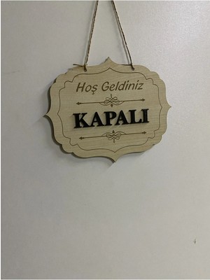 Güneş Lazer Ahşap Dekoratif Yönlendirme Kapı Süsü Açık Kapalı Yazısı Mdf Ahşap