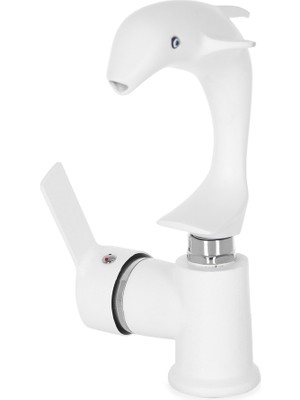 HT Prima Yunus Desenli Lavabo Bataryası - Beyaz