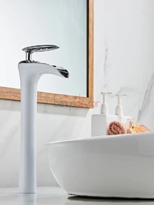 HT Prima Şelale Çanak Lavabo Bataryası - Beyaz Krom