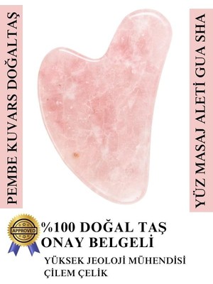 Crystalclem Pembe Kuvars Kalp Gua Sha Doğal Taş Yüz Masaj Aleti