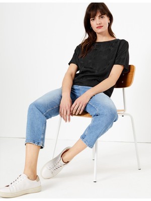 Marks & Spencer Jakarlı Straight Fit Bluz