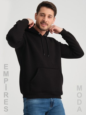 Empires Moda Erkek  Standart Fit Normal Kesim Içi Polarlı 3 Iplik Kapüşonlu Pamuklu Sweatshirt