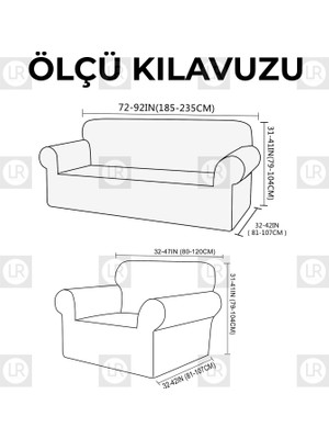 Riselerhome  Lastıklı Esnek Koltuk Kanepe Kılıfı Takımı Çekyat Örtüsü  (3+3+1+1 ) Takım