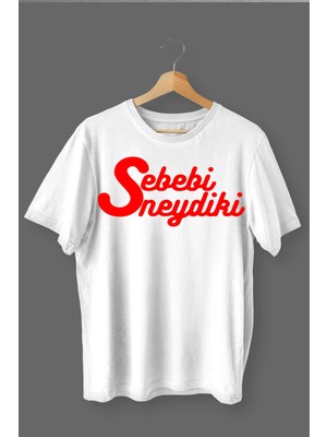 Çelik Auto Sebebi Neydi Ki Baskılı Pamuklu Likralı T Shirt Kırmızı Yazılı Beyaz CLK 141