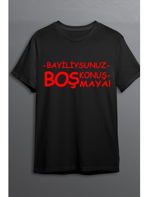 Çelik Auto Bayiliysunuz Boş Konuşmaya Baskılı Pamuklu Likralı T Shirt Kırmızı Yazılı Siyah CLK 114