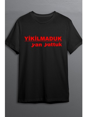 Çelik Auto Yıkılmaduk Yan Yattuk Baskılı Pamuklu Likralı T Shirt Kırmızı Yazılı Siyah CLK 212