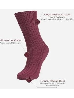 Shinex Merino Yün Kadın Çorap Gül Kurusu 35