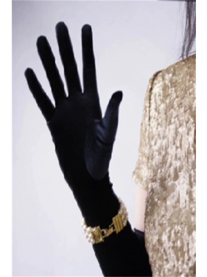 Saten Likrali Uzun Esnek Dans & Opera Eldiveni - (48 CM)