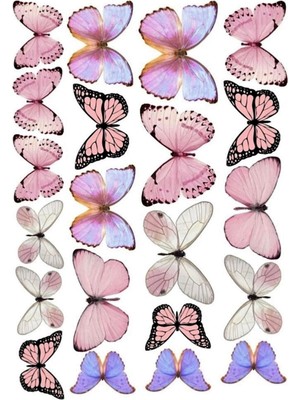 Atölye7 Tasarım Yenilebilir Pasta Resmi Kurabiye Baskısı Pirinç Kağıdı Kelebekler Pasta Kurabiye Baskısı