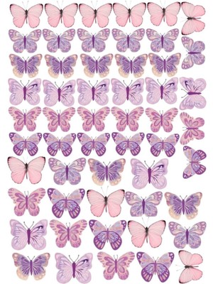 Atölye7 Tasarım Atölye7 Yenilebilir Kelebek Resimli Şeker Kağıt Pasta ve Kurabiye Baskısı A4 Boyutunda