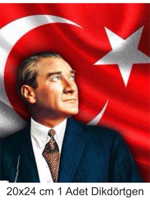 Atölye7 Tasarım Atatürk Büyük Boy 20X24 cm A4 Yenilebilir Pasta Kurabiye Şeker Hamuru Kağıt Baskısı Dikdörtgen