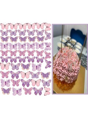 Atölye7 Tasarım Atölye7 Yenilebilir Kelebek Resimli Şeker Kağıt Pasta ve Kurabiye Baskısı A4 Boyutunda