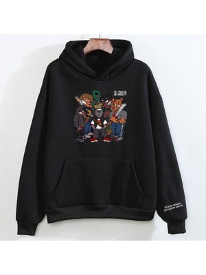 Swozz Uzi El Chavo Kol Detay Hisler  Gülüşler Sahte Baskılı Sweatshirt Pamuklu Kalın Kumaş