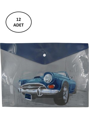 Puti Desenli A4 Çıtçıtlı Dosya 2 Taşıt Desenli 12 Li Paket