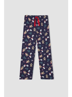 DeFacto Kız Çocuk Yılbaşı Temalı Uzun Kollu Penye Pijama Takımı B8233A823WN