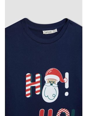 DeFacto Kız Çocuk Yılbaşı Temalı Uzun Kollu Penye Pijama Takımı B8233A823WN