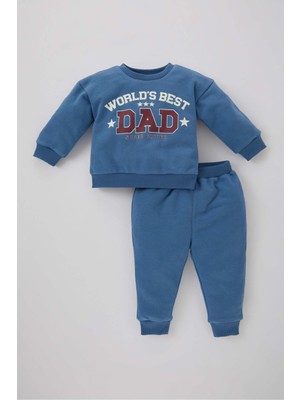 DeFacto Erkek Bebek Slogan Baskılı Sweatshirt Eşofman Altı 2'li Takım B1494A523WN