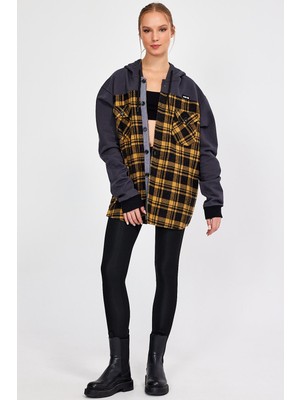 Alexander Gardi Kapüşonlu Düğmeli Oversize Oduncu Sweatshirt (E22-61501)