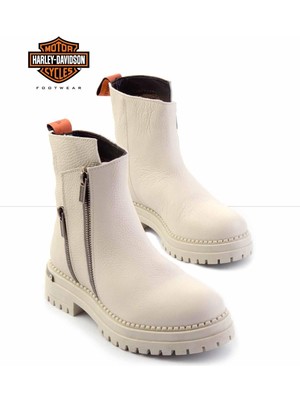 Harley Davidson Beige Hakiki Deri Kadın Bot & Bootie HD0777003903