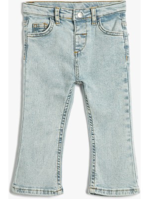 Koton Ispanyol Paça Kot Pantolon Cepli Pamuklu - Flare Jean
