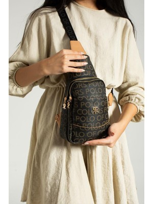 Impolo Suzi Siyahkamelempirme Baskı Kadın Bel ve Omuz Çantası 31X18 Ebatında