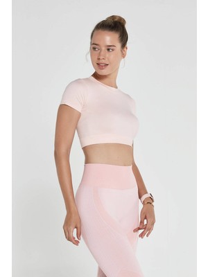 Jerf Captiva Yumuşak Dokulu & Esnek Crop Top Pembe