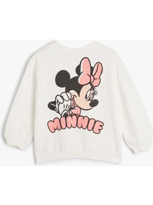 Koton Minnie Mouse Baskılı Lisanslı Sweatshirt Şardonlu Pamuklu