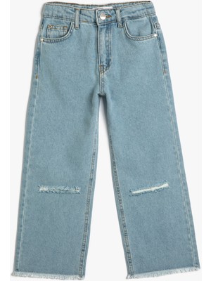 Koton Kot Pantolon Düz Paça Cepli Pamuklu - Boyfriend Jean