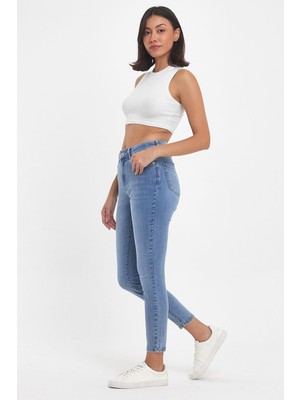 Vena Kadın Gabriella Dirty Med Blue Skinny Jean Pantolon