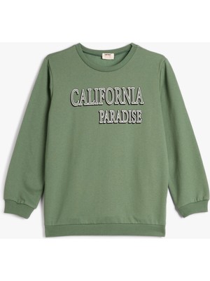 Koton Sweatshirt Uzun Kollu Bisiklet Yaka Şehir Baskılı Şardonlu