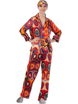 Nomads Felt 100% Ipek Gömlek-Pantolon / Pijama Takımı | Kandinsky Squares With Circles | Nomads Felt
