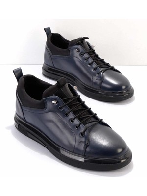 Bambi Lacivert Siyah Rugan Leather Erkek Casual Ayakkabı E01401081203