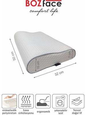 Bozface Boyun Destekli Visko Memory Foam Ergonomik Yastık (10X7/50X32)