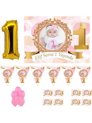 Hayaller Dükkanı Altin Konsept, Prenses Temalı Doğum Günü Süsleme ve Magnet Set,  1 Yaş Doğum Günü Süsleri, Kız Çocuk