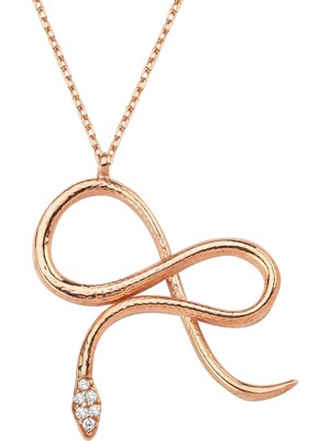 Altın Sepeti Rose Gümüş Tasarım Yılan Kolye