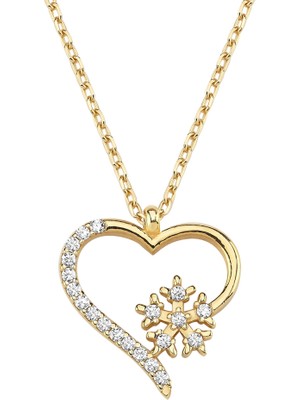 Altın Sepeti Gümüş Gold Renk Kalpli Kartanesi Kolye