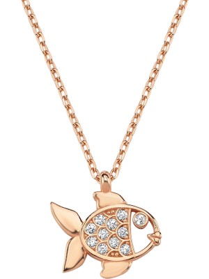 Altın Sepeti Rose Gümüş Mini Balık Kolye