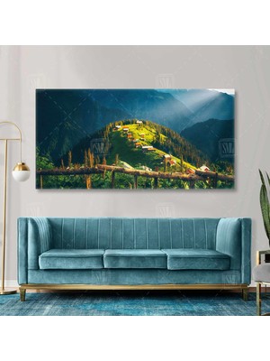 SML Tablo Pokut Yaylası Doğa Dumanlı Dağlar Karadeniz Rize Manzara Enine Yatay Kanvas Tablo