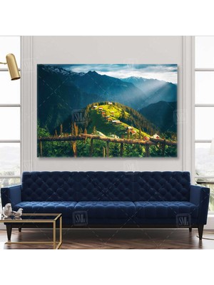 SML Tablo Pokut Yaylası Doğa Dumanlı Dağlar Karadeniz Rize Manzara Yatay Kanvas Tablo