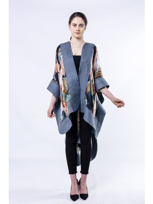 Nomads Felt Ipek Keçe Panço | Flamingo Desen Gri | Nomads Felt