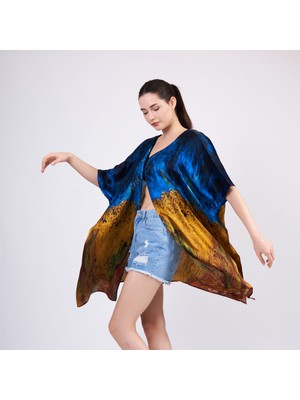 Nomads Felt Ipek Kısa Kimono Pareo | Van Gogh Wheatfield With Crows | Nomads Felt