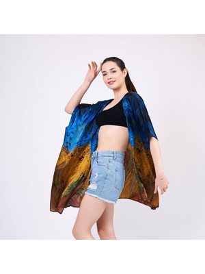 Nomads Felt Ipek Kısa Kimono Pareo | Van Gogh Wheatfield With Crows | Nomads Felt