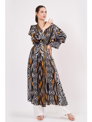 Nomads Felt Saf Ipek Kimono Kaftan | Ikat Desen 14